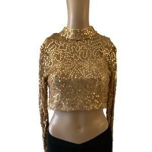 Tenth House Gold Sequence Crop Ballet Dance Size LA Top